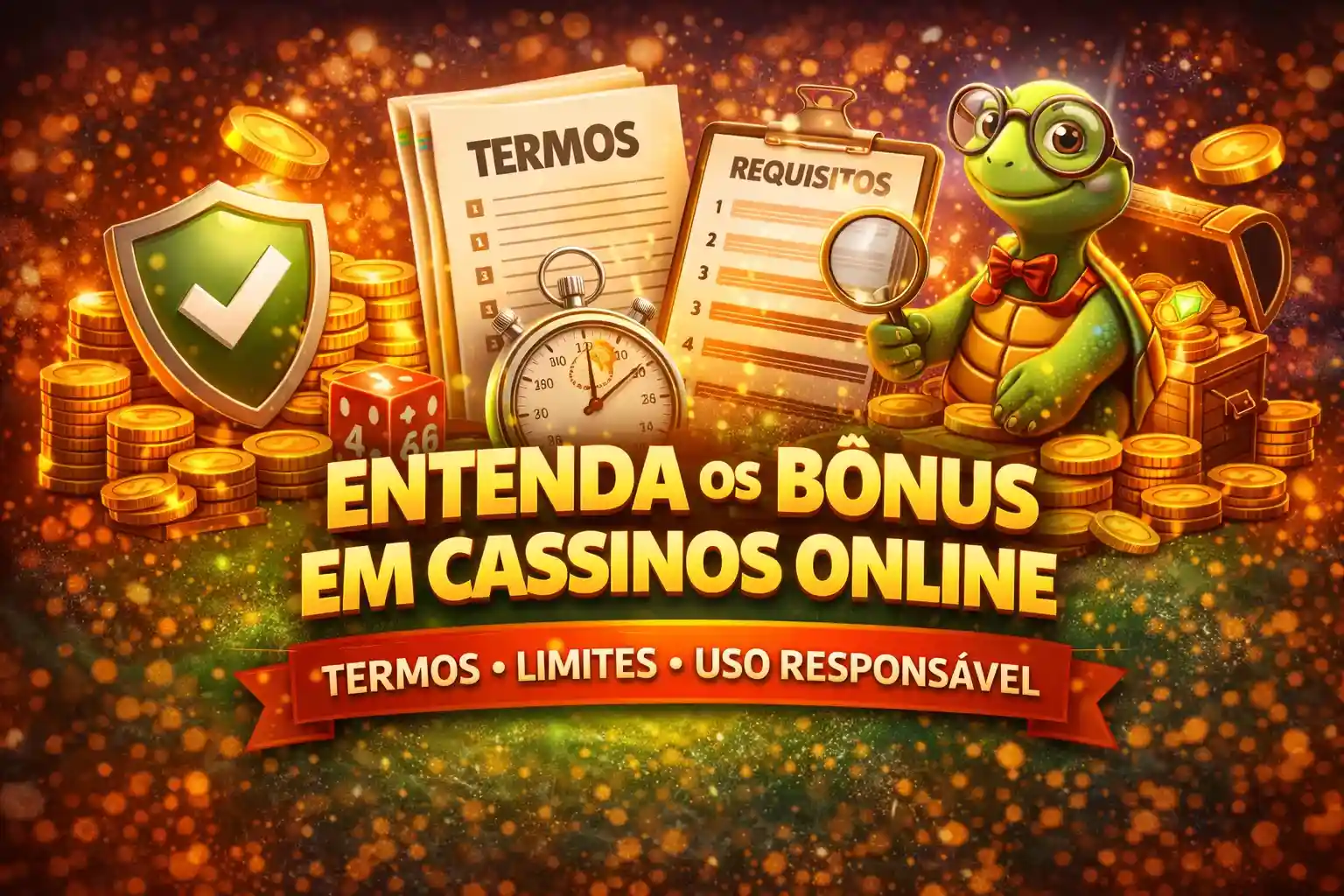 Banner explicativo sobre bônus, termos e uso responsável
