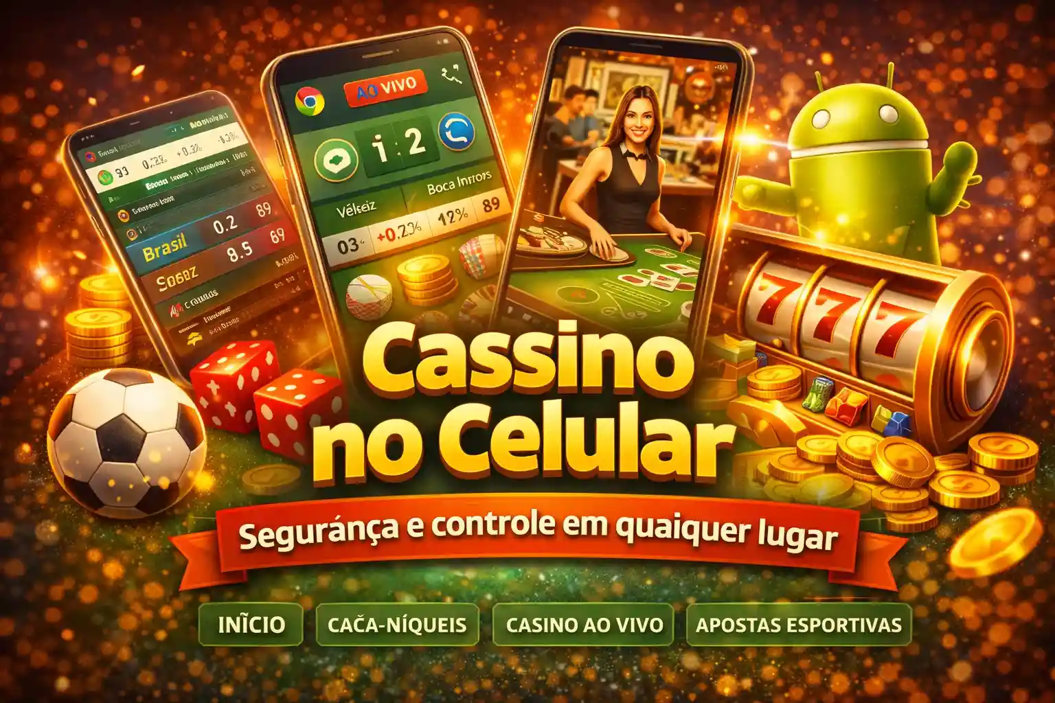 Banner de cassino no celular com aplicativos e jogos online
